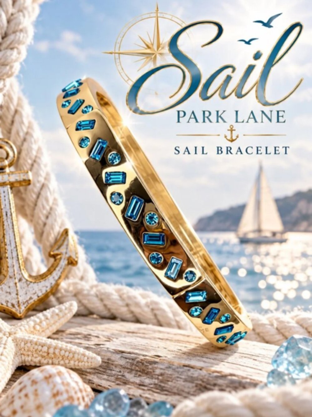 Park Lane Sail Stretch Bangle Bracelet Goldtone NWT-RETIRED